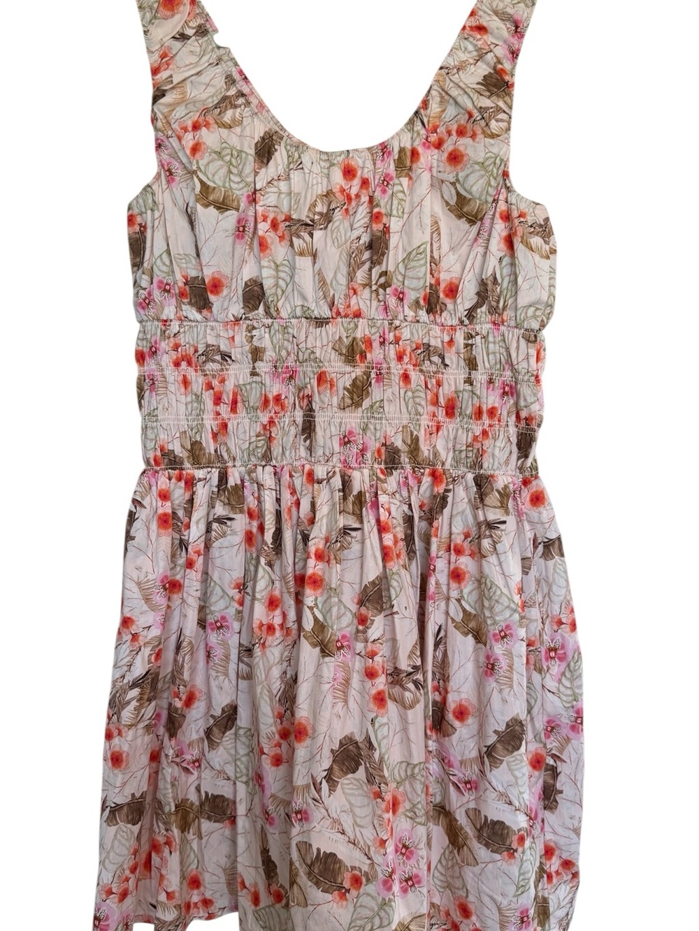 H&M Floral Smocked Mini Dress - Pink & Brown